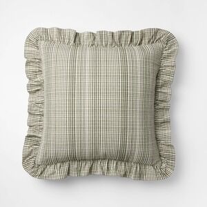 24" Uneven Plaid‎ Ruffle Pillow Green - Threshold Studio McGee Christmas 2025